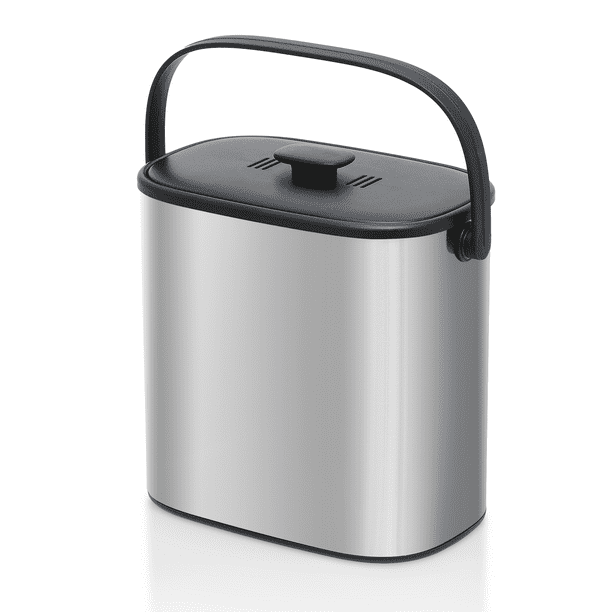 MoNiBloom 1.3 Gallon Kitchen Hanging Trash Can with Lid, Stainless