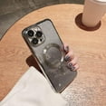 thumbnail image 2 of Compatible with iPhone 14 Pro Max Case,Luxury Magnetic Glitter Plating Bling Sparkle Shiny Bumper with Camera Protector Back Cover,Compatible with MagSafe for Women Girls-Silver, 2 of 12