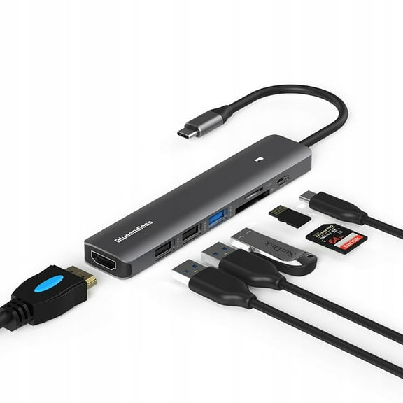 Type-C Docking Station 7 in 1 4K HD USB3.0 Hub Converter