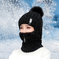 thumbnail image 5 of Women Winter Hat Neck Scarf Headwear Knitted Cold Weather Neckerchief Riding Cap Black, 5 of 8