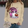 thumbnail image 3 of YVNAURA Women’s Oversized Funny Halloween Graphic Sweatshirt Crewneck Long Sleeve Pullover Cute Fall Loose Fit Spooky Season Top Casual Party 1 Pack, Beige,L, 3 of 5