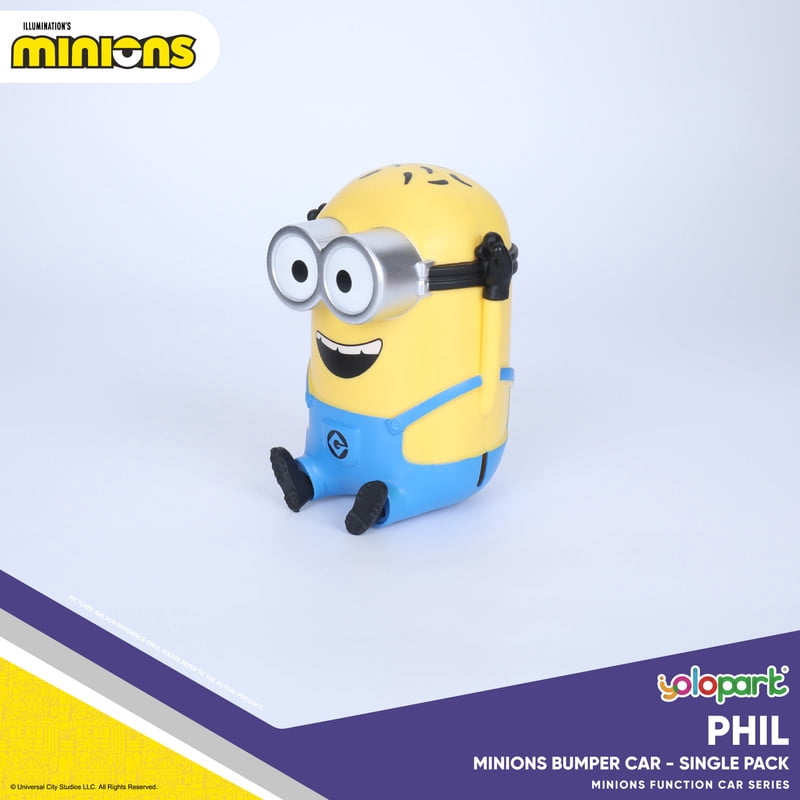 YOLOPARK Minions Remote Control Car,Despicable Me RC Phil Bumper Cars with Light & Sound Effect,360° Rotating Minion Figure Bump and Eject Toys,Christmas Birthday Gifts for Ages 3+ Year Old