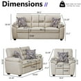 thumbnail image 6 of Hybition 3-Piece Living Room Sofa Set, Matte Faux Leather, with Geometric Pillows-Color:Beige, 6 of 9