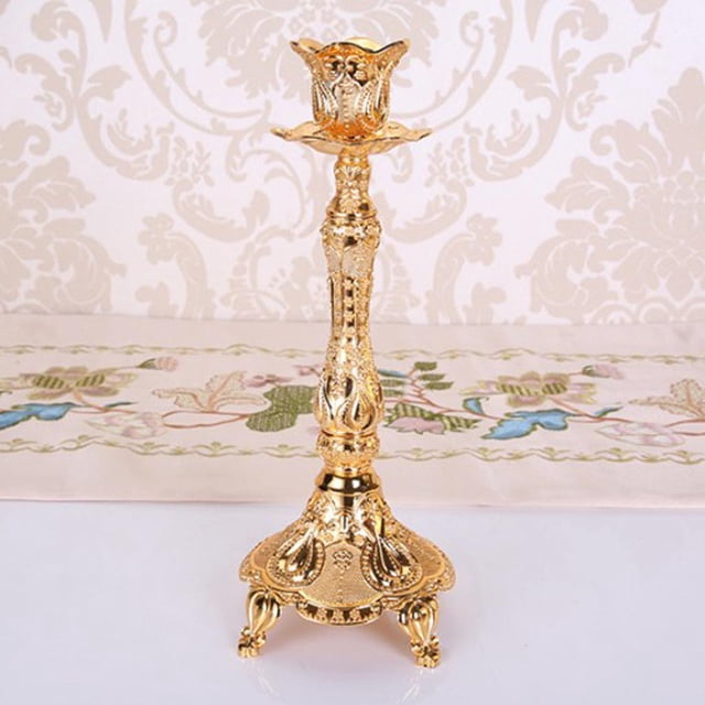 Vintage Aleación Pir Palo Titur Candebros Decoración De Para Vacaciones Valentín Decoración Dorado L - 1 Cabeza perfecl Soporte para velas de boda