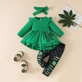 thumbnail image 2 of Staki Baby Girl St. Patricks Day Outfits Toddler Lucky Charm Clover Print Tops+Ruffle Cuff Striped Pants Set Girl St Patrick's Day Shirt 9M,12-24M,2-3T(Green,2-3 Years), 2 of 9
