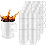 50 Pcs Hard Plastic Coffee Cup Tea Party Cup with Handle 8 oz Disposable Coffee Mug Bulk Reusable Espresso Mug for Tea Party School DIY Craft Birthday Dessert(Black)