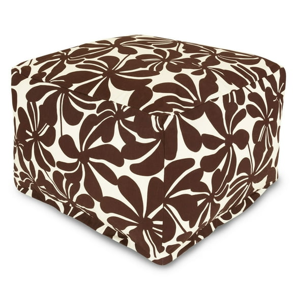Majestic Home Goods Indoor Outdoor Treated Polyester Chocolate Plantation Ottoman Pouf