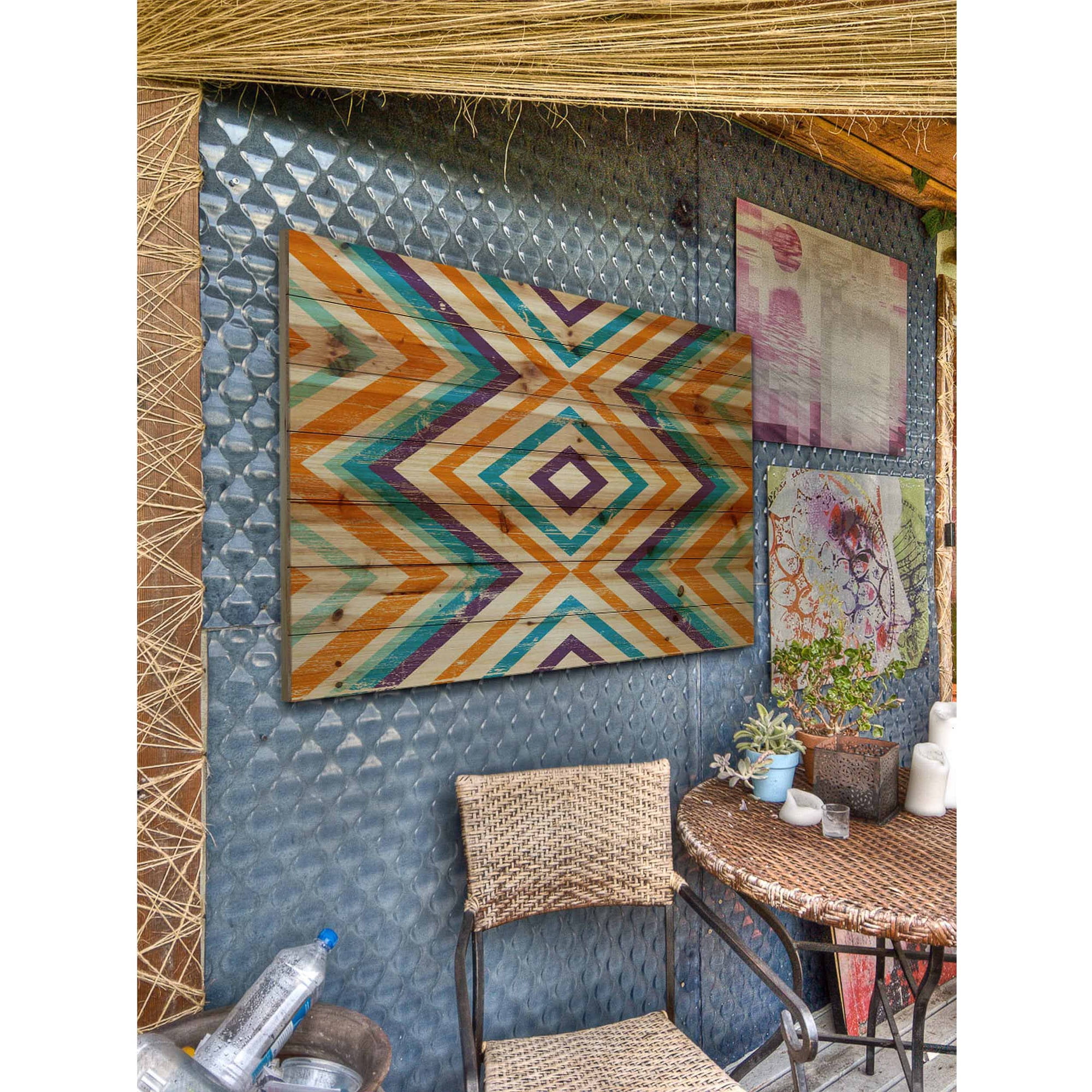 Marmont Hill - "Orange Lines" Painting Art Print On Natural Pine Wood, 36.0" x 1.5"