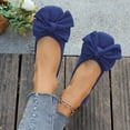thumbnail image 2 of Blue Womens Loafers Bow Detail Flat Shoes Soft Sole Round Toe Casual Wear for Daily Use Office Indoor Outdoor Slip On Flats Blue Size 6.5, 2 of 9