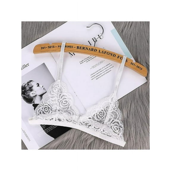 Lace Bralettes for Women Floral V Neck Hook Eye Unpadded Transparent Triangle Wire Free Bra