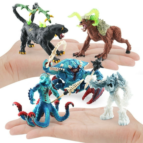 Lubelski Monsters Figurine Various Water Crab Octopus Ice Demon Cattle Black Panther Monsters Model Ornament PVC Mythical Animal Statue Model Decoration Kids Educational Toy
