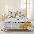 thumbnail image 3 of Twin Quilt Set 68''x86'', Farmhouse Bee Lightweight Summer Bedspread Coverlet Set with 2 Pillow Shams, Pastoral Country Bee Grey Wooden Breathable All Season Quilt Bedding for Dorm/Bedroom, 3 of 9