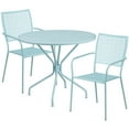 thumbnail image 2 of Emma + Oliver Commercial Grade 35.25" Round Sky Blue Patio Table Set-2 Square Back Chairs, 2 of 5