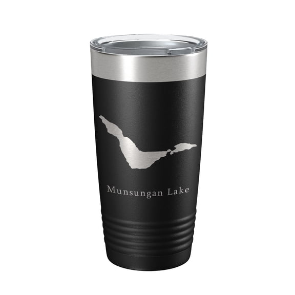 Munsungan Lake Map Tumbler Travel Mug Insulated Laser Engraved Coffee Cup Maine 20 oz Black