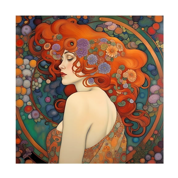 Canvas Wall Art - Tina Lavoie 'Art Nouveau Beauty I' Wall Art for Living Room, Bedroom, or Office Décor by Trademark Fine Art - 14 x 14 Inches