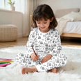 thumbnail image 6 of Tisuna Kids Fall Pajamas Set For Girls Relaxed Fit Long Sleeve Crew Neck Diy Graphic Print Tops And Pants Sleepwear Children'S 2 Pieces Bedtime Wear Clothes Set Size 2-3 Years, 6 of 7