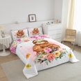 thumbnail image 2 of Sloth Comforter Set Boho Floral King Bedding Set ,Cute Wild Animal Quilt Watercolor Flowers Duvet Insert,Rustic Wildlife Bohemian Decor, 2 of 5