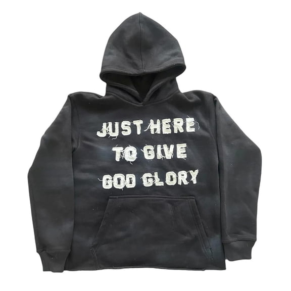 Wuxian Men'S Autumn Winter Sweatshirt Fashionable Letter Printing Pullover Long Sleeve Jacket Casual Relaxed Loose Large Size Hooded Sweatshirt Dailywear,Black,L