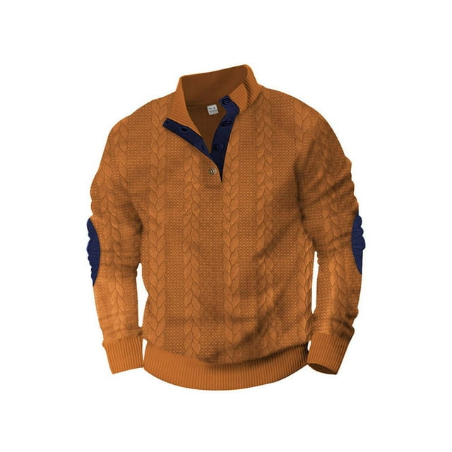 pstuiky camisa de manga larga para hombre, Camisa holgada de manga larga con cuello alto para hombre salir tops xxl