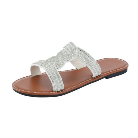 

GHSOHS Womens Sandals Casual Shoes for Women Flip Flops Slippers Gladiators Sandals Women Shoes Comfortable Soft Soled Slippers Fashionable Beach Slippers With Rhinestones Women s Loafers 40