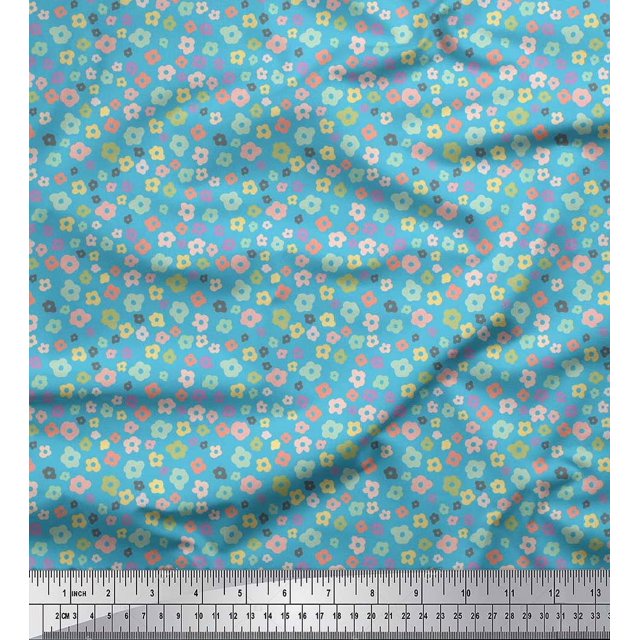 Soimoi Rayon Fabric Flower Artistic Print Fabric by Yard 56 Inch Wide