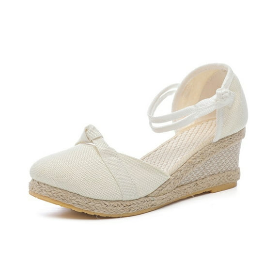 amlbb Womens Wedge Sandals Closed Toe Wedges Shoes Platform Slingback Mid Low Heel Canvas Dress Sandals Womens Sandals