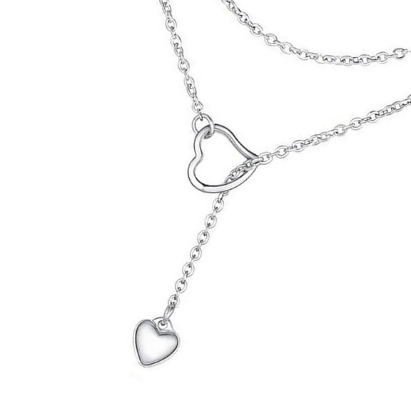 Long Necklace for Women with Heart Drops Versatile Necklace with Heart Accent Unique Clavicle Chain Adornment