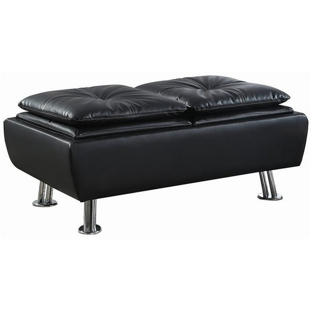 Bowery Hill Poussette de Rangement Touffetée en Faux Cuir Noir