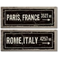 thumbnail image 1 of Lovely Vintage Paris, France and Rome, Italy Distance Signs by Pela Studio; Two 18X6 Distressed Framed Prints, 1 of 1