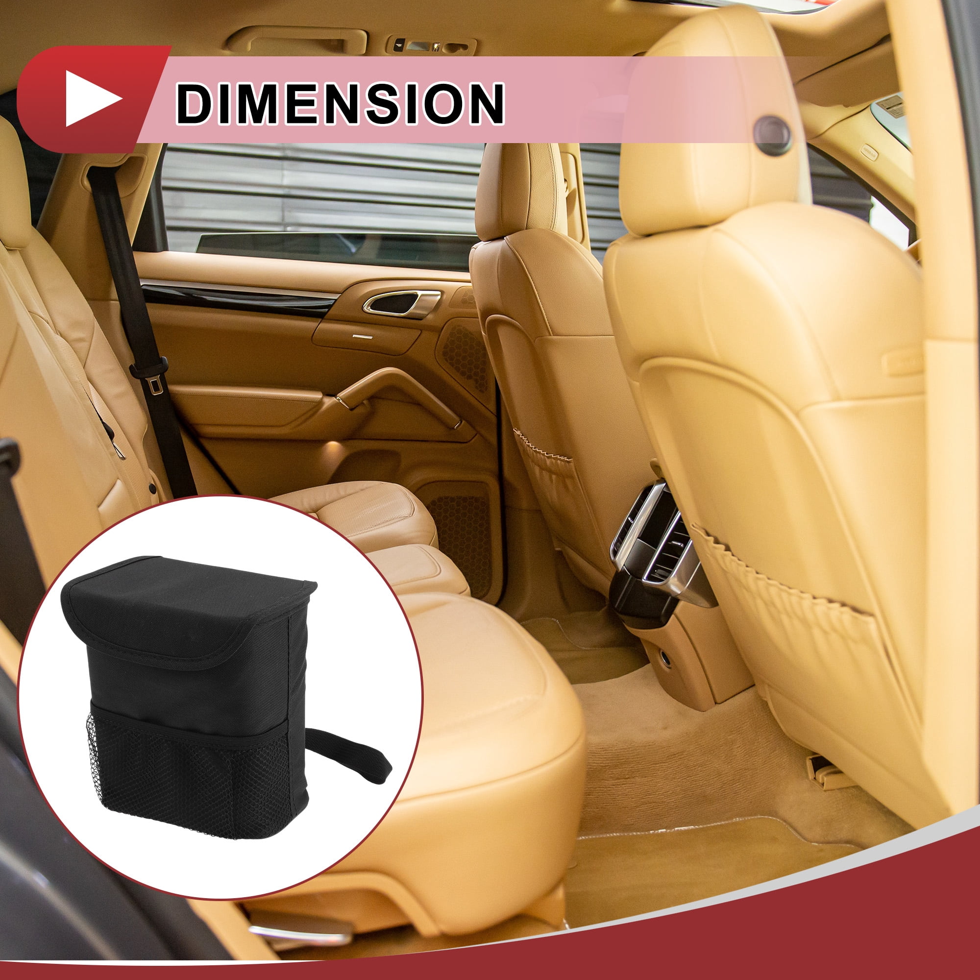 Unique Bargains Car Trash Can Portable Bin 6.7"x3.9"x7.1" Black Cloth