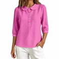 thumbnail image 5 of MVRLSH Womens Tops Shirts Blouse Casual Button Down V Neck Long Sleeve Lightweight Soft Pullover Basic Tee Top Loose Fit Linen Blouses Pink - XL, 5 of 6