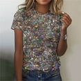 thumbnail image 2 of Leesechin Womens Sequin Tops Summer Short Sleeve Shimmer Glitter Tops Sparkly Shirt Concert Disco Party Crew-Neck Tees, 2 of 5