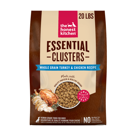 The Honest Kitchen Human Grade Essential Clusters Dry Dog Food Whole Grain Turkey & Chicken Dry Dog Food 20 lb Bag