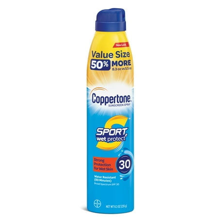 Coppertone Sport Wet Protect Sunscreen Spray SPF 30, 8.3 oz