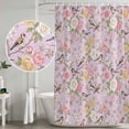 thumbnail image 5 of Pink Spring Floral Shower Curtain, Waterproof Shower Curtains for Bathroom, Elegant Farmhouse Flowers Birds Watercolor Washable Fabric Bathtub Curtain Set Bath Decor with 12 Hooks Standard 72"x72", 5 of 8