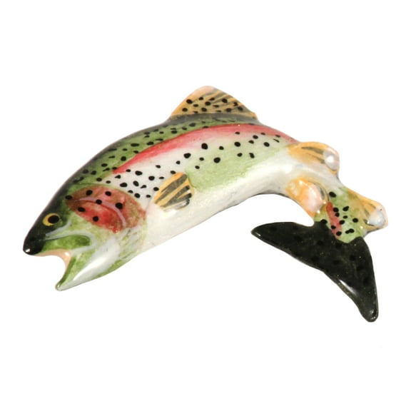 Painted Rainbow Trout Leaping Pin, Realistic Hand Painted, FP003, 1 1/4" Lapel Pin, Hat, Pins, Brooch, Jewelry, Gift, Fishing, Salmonoids, 100% Handmade in the USA, 200 Fish Designs Available