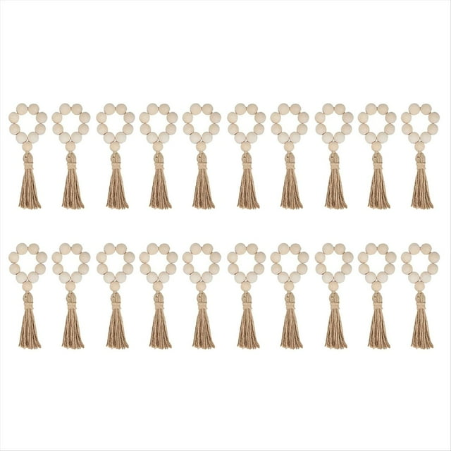 20 Anillos para Servilletas, Anillos para Servilletas Madera, Anillos para Servilletas con Cuentas Madera para Decoración Mesa, Anillos para Servilletas Granja para Boho