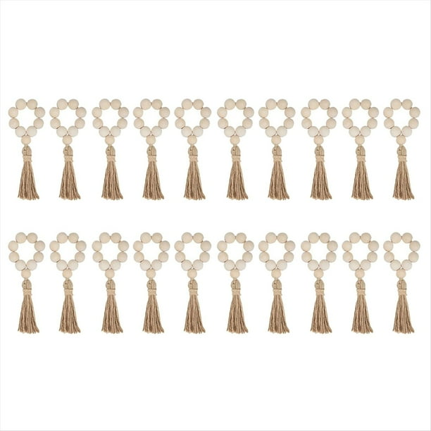 20 Anillos para Servilletas, Anillos para Servilletas Madera, Anillos para Servilletas con Cuentas Madera para Decoración Mesa, Anillos para Servilletas Granja para Boho