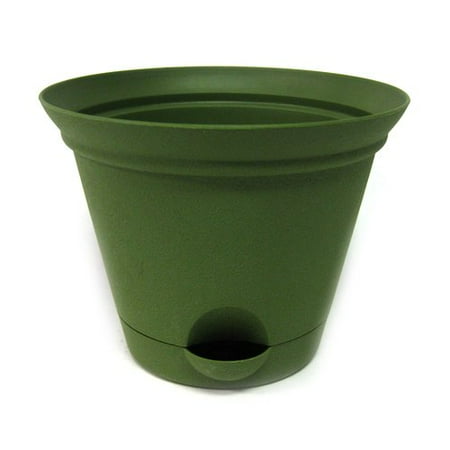9.4" Flare Self-Watering Plastic Planter, Green