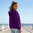 thumbnail image 4 of Bexdxz Women Casual Full Zip Up Cardigan Basic Jacket Lightweight Long Sleeve Sweatshirt Solid Color Jacket With Pockets Dark Purple XL, 4 of 4