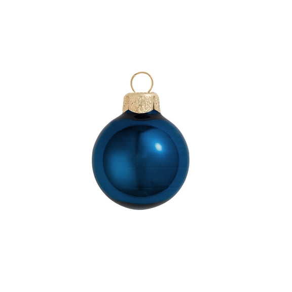 40ct Shiny Midnight Blue Glass Ball Christmas Ornaments 1.5" (40mm)