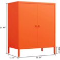 thumbnail image 3 of LNGZOE 2 Door Metal Locker Storage Cabinet with 1 Adjustable Shelves-Steel Locker cabinetfor Bedroom, Bedside, Office Room,2-Tier (Small Metal Door, Orange), 3 of 11