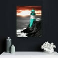 thumbnail image 4 of Nawypu Teal Canvas Wall Art Summer Ocean Lighthouse Painting Palm Tree Surfboard Pictures Framed 16x20in, Coastal Beach Tropical Artwork for Bathroom Bedroom Living Room Home Office, 4 of 4