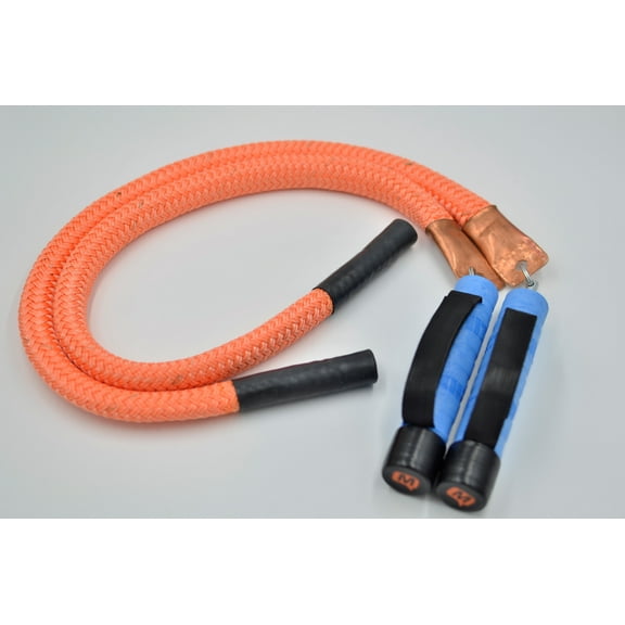 Mute Sports Equipment Split Ropes® Adaptive Seated Jump Rope BULL 8 oz. per side WITH GRIP ASSIST for quadriplegics, little or no grip, grip aid tool, exercise adaptive equipment