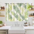 thumbnail image 2 of Sage Green Summer Botanical Kitchen Curtains 72 Inch Length, Palm Leaf Modern Art Grommet Top Bedroom Living Room Curtains, Light Filtering Cafe Curtain Drapes 2 Panels Set 104''x72'', 2 of 9