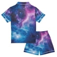 thumbnail image 2 of FORMRS Kids Short Sleeve Top and Pants Pajama Set Unisex Satin 2-Piece Sleepwear, Sizes 5-6Y, Galaxy Pattern, 2 of 8