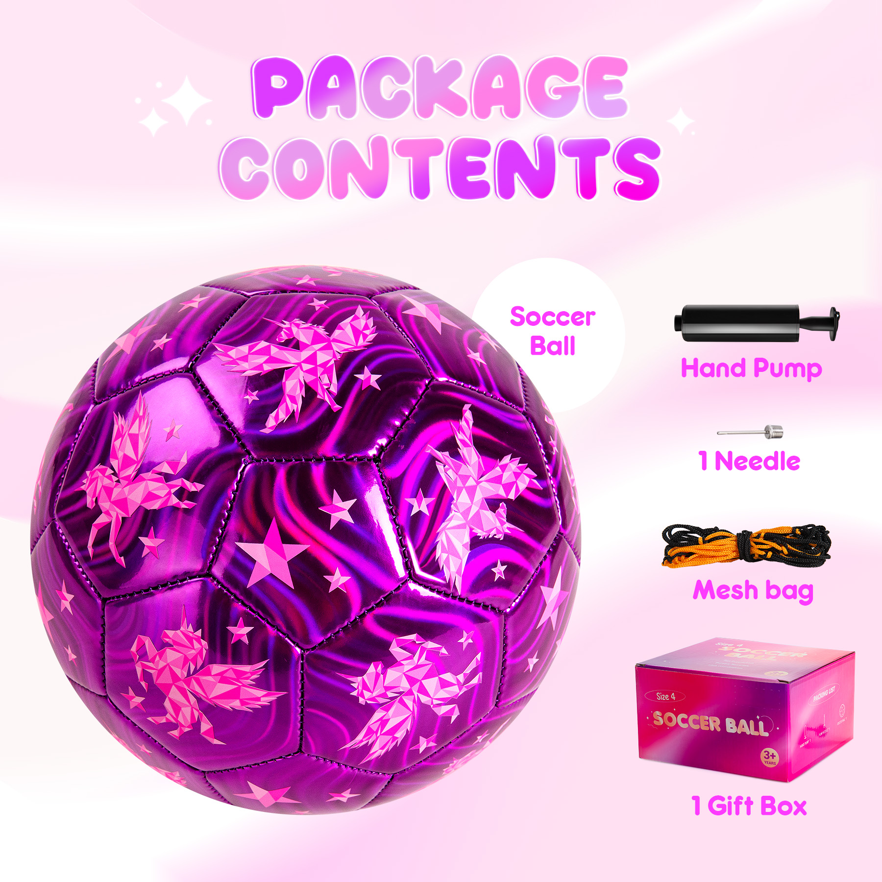 PlayZap Size 3 Unicorn Soccer Ball with Pump photo 7