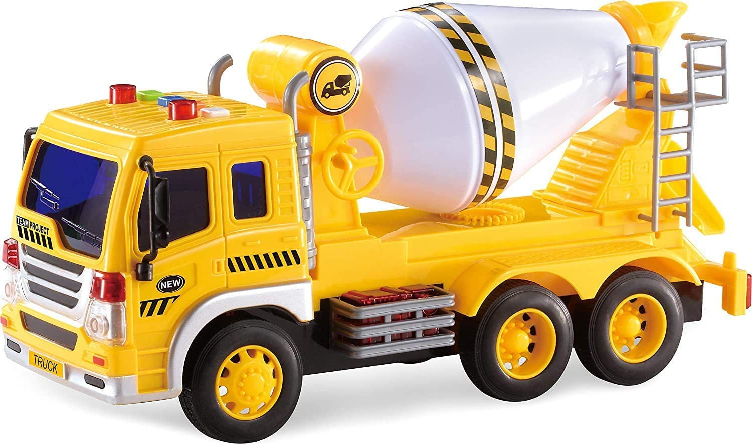 Memtes Friction Powered Cement Mixer Truck Toy with Lights and Sound