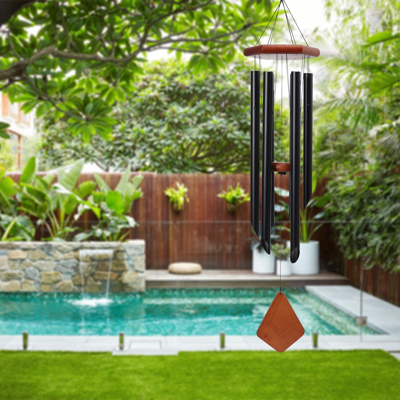 Outdoor Wind Chimes, Metal Wind Chimes, Musical Wind Chimes, Wooden Tags, Six Metal Tubes, Suitable For Courtyard Garden Lawns