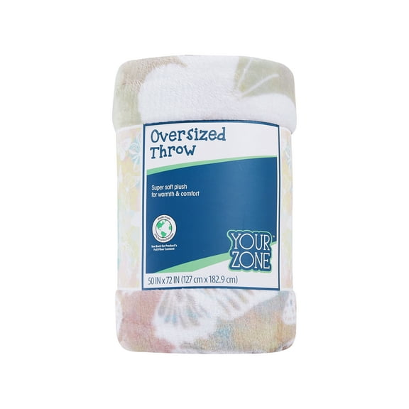 Your Zone, Multicolor Tie Dye Butterflies XL Oversized Throw Blanket, 72 x 50 inches, Great for a Kids Bedroom, Super Soft and Cozy